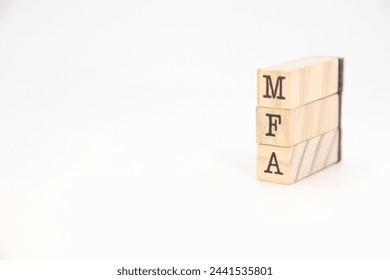 acronym mfa (multifactor authentication) isolated on white background. cybersecurity concept