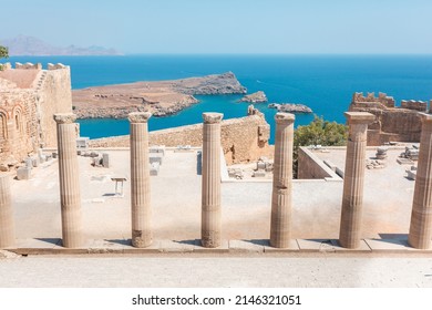 Acropolis In Lindos City, Rhodes Island, Greece