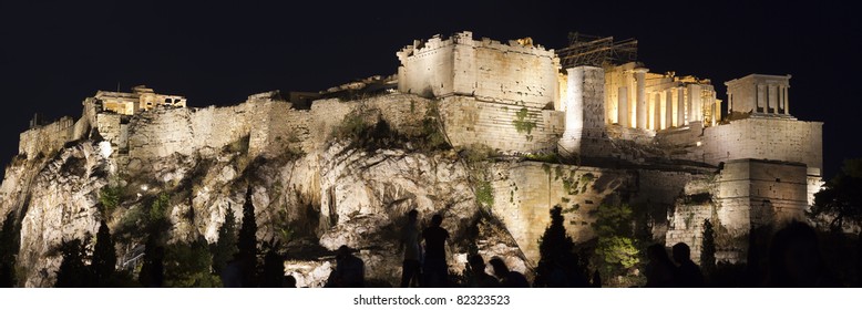 Acropolis And Parthenon By Night Athens Greece