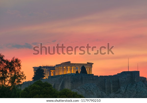 Acropolis Parthenon View Panathenaic Stadium Kallimarmaro Stock Photo ...