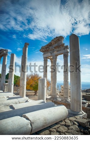 The Acropolis of Pergamon Ancient City Ruins in Bergama, Izmir, Turkey

