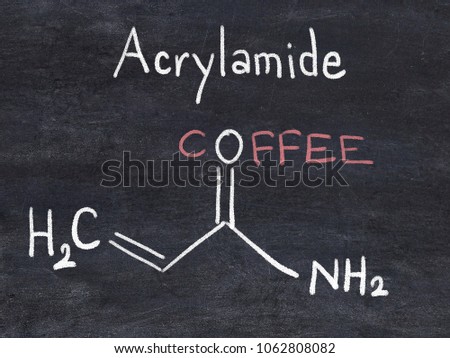 Acrylamide molecule, polyacrylamide building block and heat-generated food pollutant. Skeletal formula.