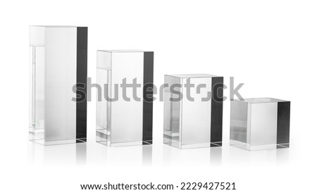 ACRYLIC BLOCKS 4 SOLID PERSPEX BLOCKS PLINTHS. Clear Acrylic Rectangular Oblong Plinths for Product Photography Props or Retail Jewellery Displays. Transparent Acrylic Pedestal Clipping Paths in JPEG 