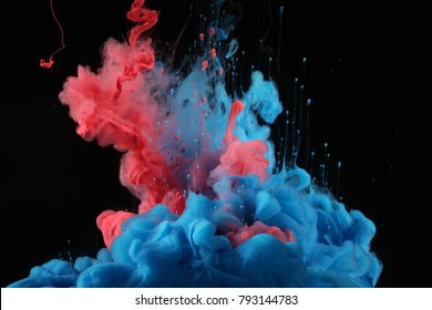 Acrylic colors in water. Ink blot. Abstract background.