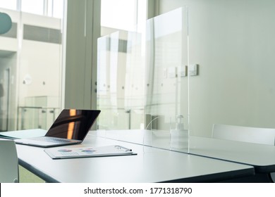 Acrylic partition in the office. - Shutterstock ID 1771318790