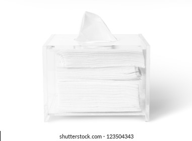 Acrylic Tissue Box On White Background With Clipping Paths.