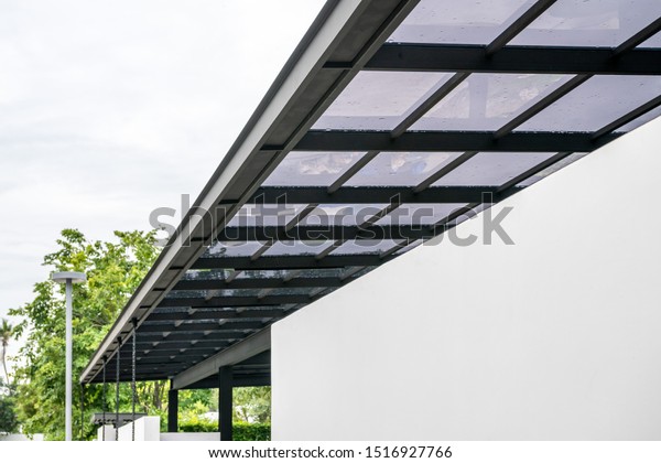 Acrylic Transparent Roof Sheeting Closeup Outdoor Stock Photo