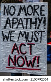 ACT NOW Placard At A Climate Change Protest In London