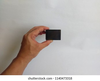 Action Camera back-facing (with model). Isolated.