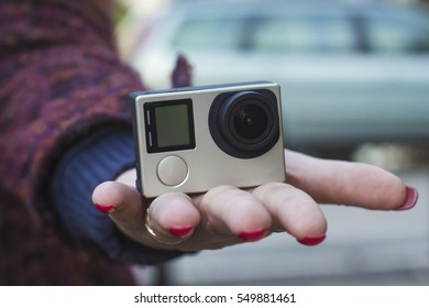 Action camera in hand