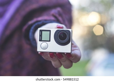 Action camera in hand