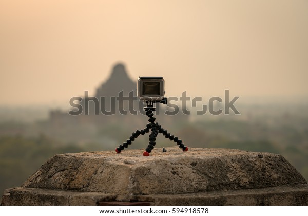 Action camera record timelapse view old\
bagan pagoda\
Mandalay,Myanmar