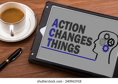 action changes things on tablet computer