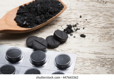 Activated carbon on white