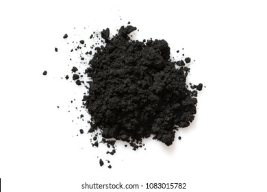 Activated charcoal powder isolated on white background,