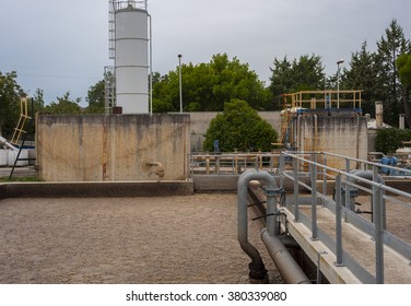 Activated Sludge Tank At A Wastewater Treatment Plant.