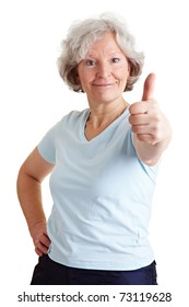 Active Elderly Woman Holding Her Thumb Up