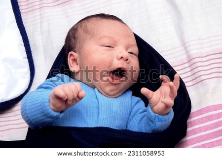 Similar – Baby girl two months old yawning