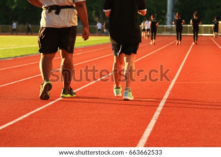 Active  jogging in stadium