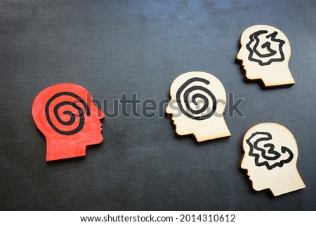 Active listening concept. Head figures on the board. [[stock_photo]] © 