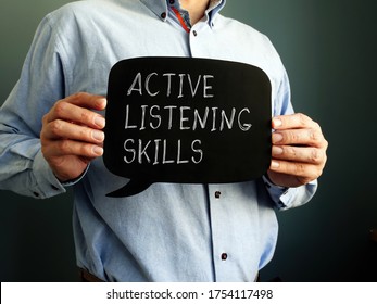 Active Listening Skills Handwritten Sign On The Blackboard.