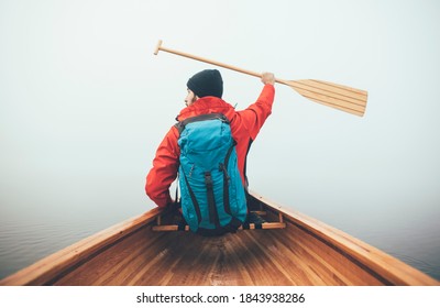 Active man enjoy winter canoe ride	 - Powered by Shutterstock