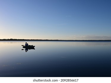 Active Senior Kayaking On Coot Bay In Everglades National Park, Florida On Clear Calm Sunny Winter Afternoon.