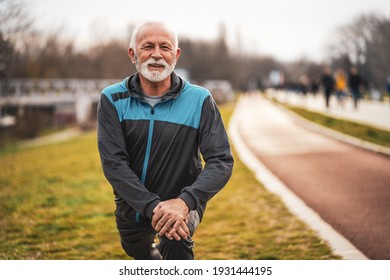 Active Senior Man Is Exercising. Healthy Retirement Lifestyle.