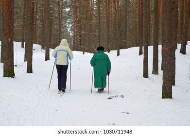 Active skiing in the forest