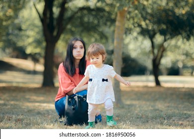 Active Toddler Refusing Meal And Running Away From Mom