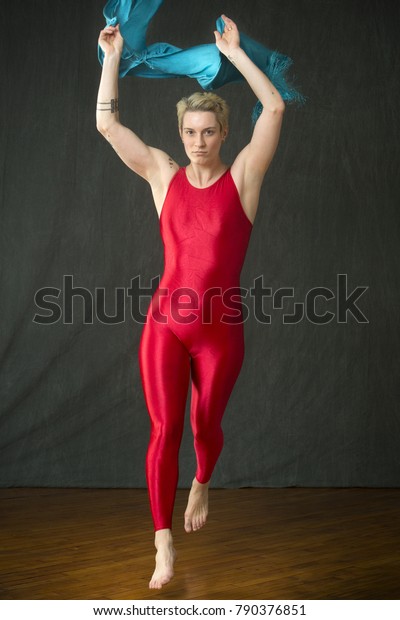 Active Young Woman Dancer Short Blonde Stock Photo Edit Now