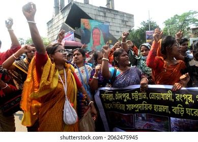 Activists Of Bangladesh Hindu Buddhist Christian Unity Council Stage A Demonstration Against The Recent Deadly Religious Violence Against The Hindu Community In Dhaka, Bangladesh, On October 23, 2021.