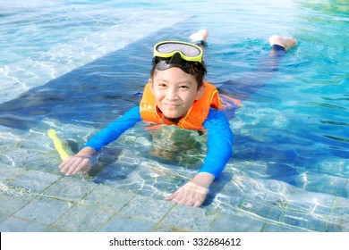 Activities on the pool, children swimming and playing in water, happiness in summertime