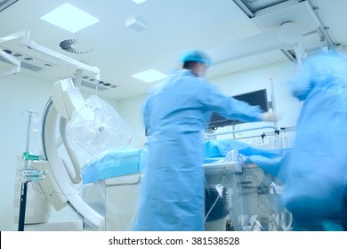 Activity of doctors team in hospital cathlab during surgery
