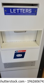 Acton, CA USA - April 25, 2021: USPS United States Postal Service Letters Drop Box Mail Slot