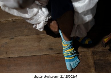 Actor And Actress Stretching And Warming Up Their Vocal Chords To Go On Stage In A Theater And Act Out Their Character. Teatro Sesi, Salvador, Bahia, Brazil.