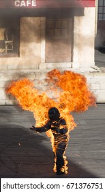 Actor Burning Man During Stunt Scene