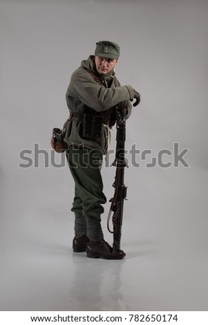 Actor Man Old Winter Mountain Uniform Stock Photo Edit Now