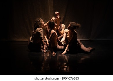 Actors And Actresses Play A Modern Lyrical Performance Of The Theater Stage Show