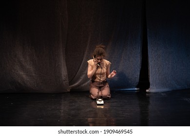 Actors and actresses play a modern lyrical performance of the theater stage show - Shutterstock ID 1909469545
