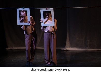 Actors And Actresses Play A Modern Lyrical Performance Of The Theater Stage Show