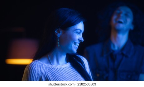 Actors Standing On The Stage Laughing And Professionally Playing Roles While Acting In A Comedy Performance In The Theater