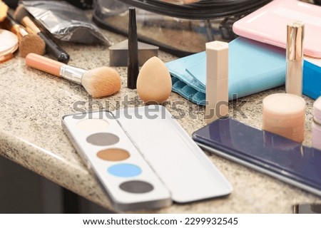 Actress make-up table at backstage before theatre play