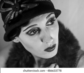 Actress Old Hollywood 1920-1930 Years The Golden Age Imitation Of The Portrait Of A Movie Star
