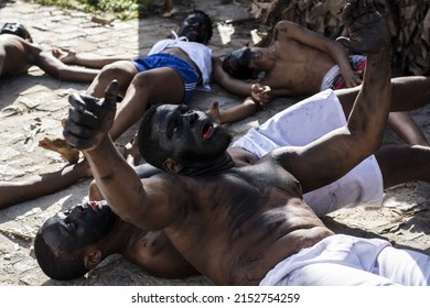 ACUPE, BRAZIL - Oct 26, 2021: The Residents Of Acupe, Santo Amaro, Bahia, Relive, In A Theatrical Way, The Struggle To End Slavery