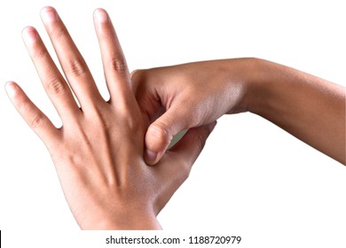 Acupressure Hands Isolated On White Background