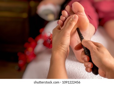 Acupressure, Reflexology. Natural Medicine, Reflexology, Acupressure Foot Massager Oppresses Energy Flow Points