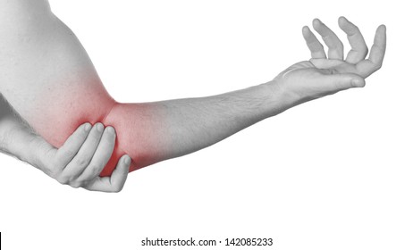 Acute Pain Man Elbow Male Holding Stock Photo (edit Now) 142085233