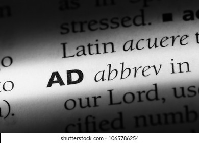 AD Anno Domini Word In A Dictionary. AD Anno Domini Concept.