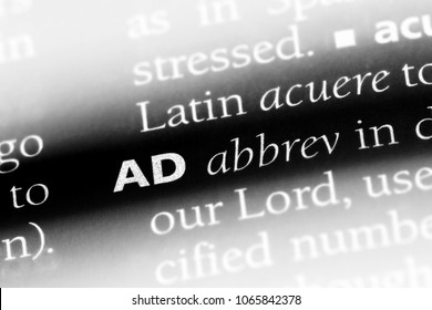 AD Anno Domini Word In A Dictionary. AD Anno Domini Concept.